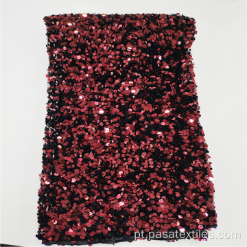 2021 novo tecido de lantejoulas de veludo vermelho escuro